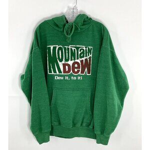 Mountain Dew‎ Sweatshirt Hoodie Adult 2XL Green Pullover Drawstring